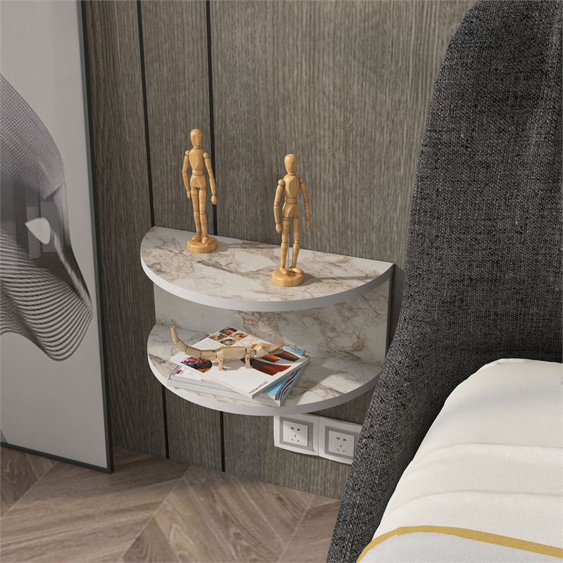 Pemberly Row Bella Nightstand in Marble-Like Ephesus Finish