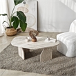Pemberly Row Rock Coffee Table in Travertine Color Finish