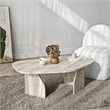 Pemberly Row Rock Coffee Table in Travertine Color Finish
