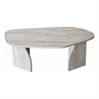 Pemberly Row Rock Coffee Table in Travertine Color Finish