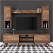 Pemberly Row M27-284 TV Unit in Walnut Finish with Versatile Storage