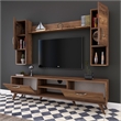 Pemberly Row M27-284 TV Unit in Walnut Finish with Versatile Storage