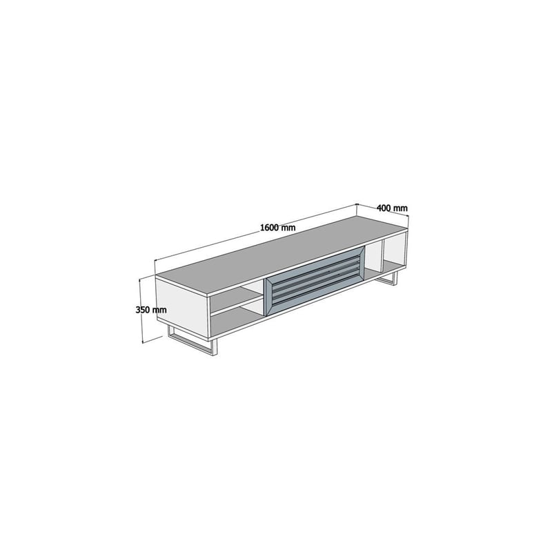 Pemberly Row Eray TV Stand in Walnut and Anthracite with Storage