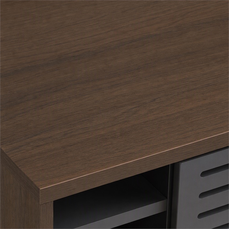 Pemberly Row Eray TV Stand in Walnut and Anthracite with Storage