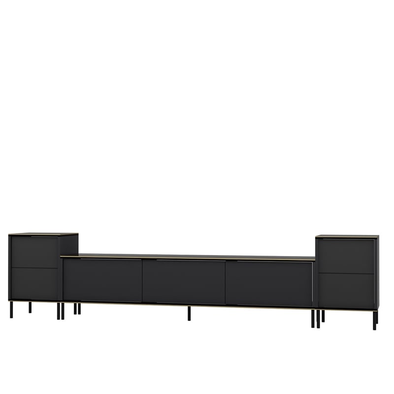 Pemberly Row Modern TV Unit in Anthracite Finish with Storage