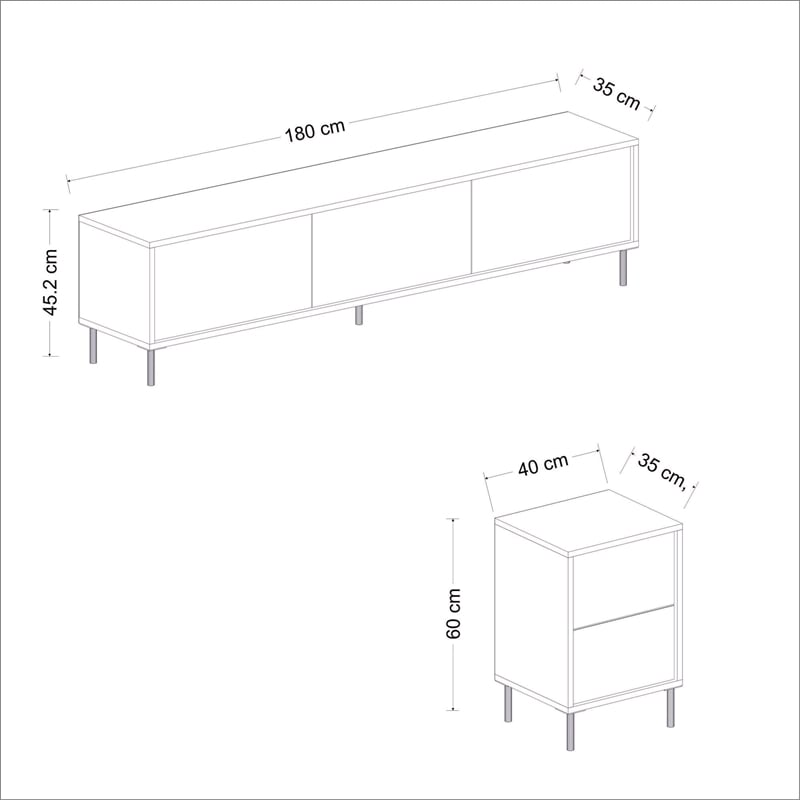 Pemberly Row Modern TV Unit in Anthracite Finish with Storage