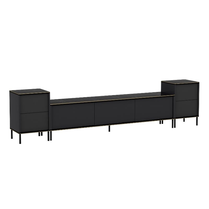 Pemberly Row Modern TV Unit in Anthracite Finish with Storage
