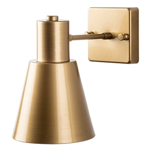 Pemberly Row Funnel Wall Lamp in Gold Metal and Glass