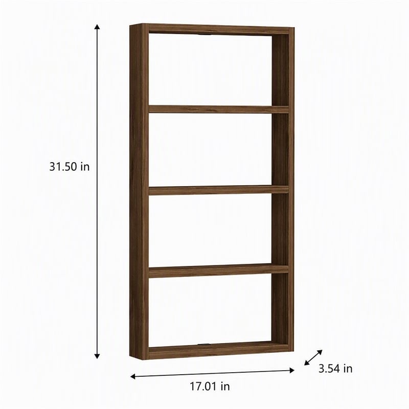 Pemberly Row Walnut Wall Shelf with Multiple Storage Levels