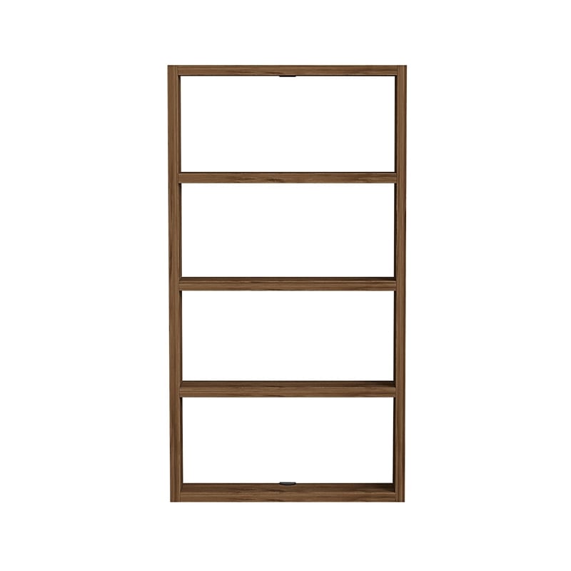Pemberly Row Walnut Wall Shelf with Multiple Storage Levels