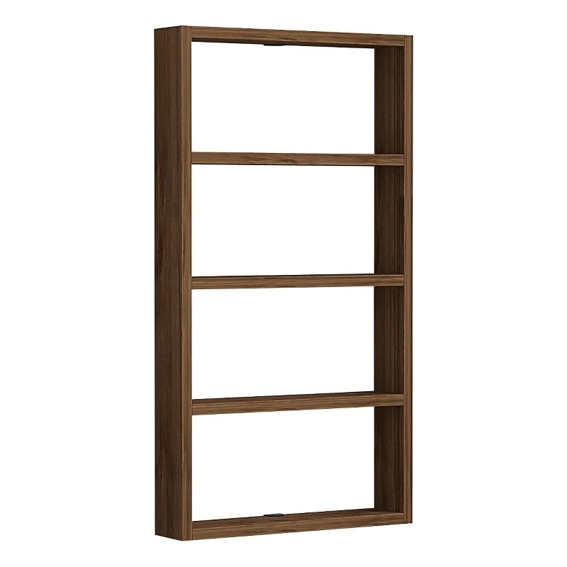 Pemberly Row Walnut Wall Shelf with Multiple Storage Levels