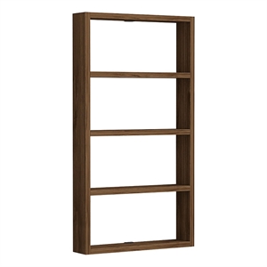 Pemberly Row Walnut Wall Shelf with Multiple Storage Levels