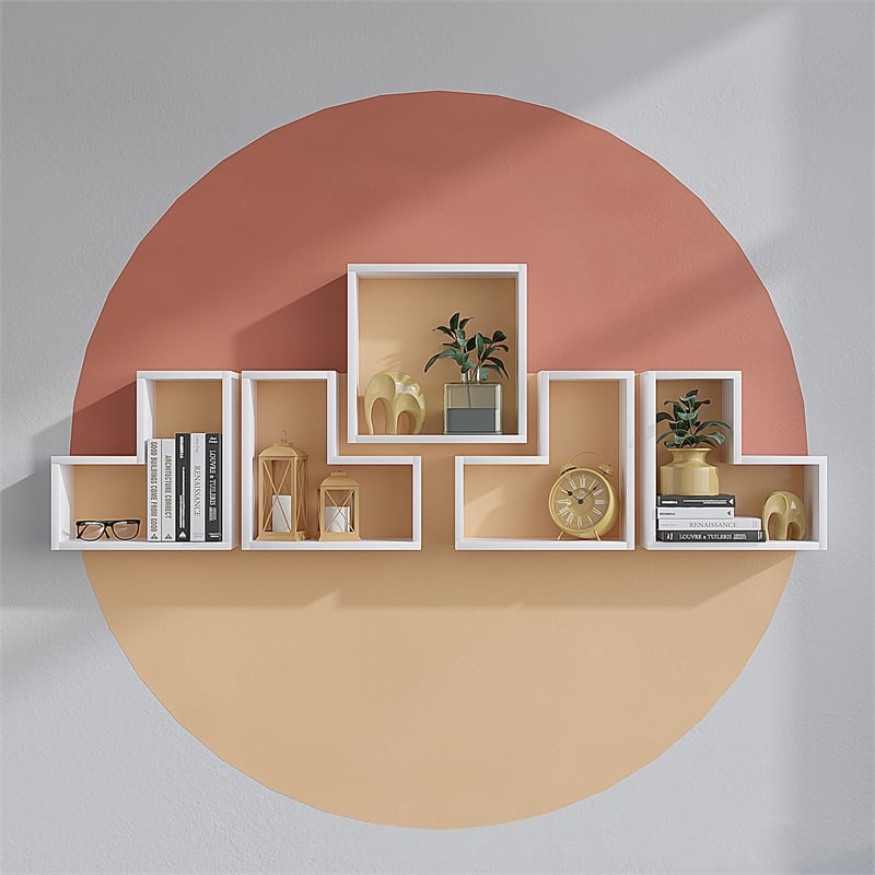 Pemberly Row White Wall Shelf with Sturdy Melamine Build
