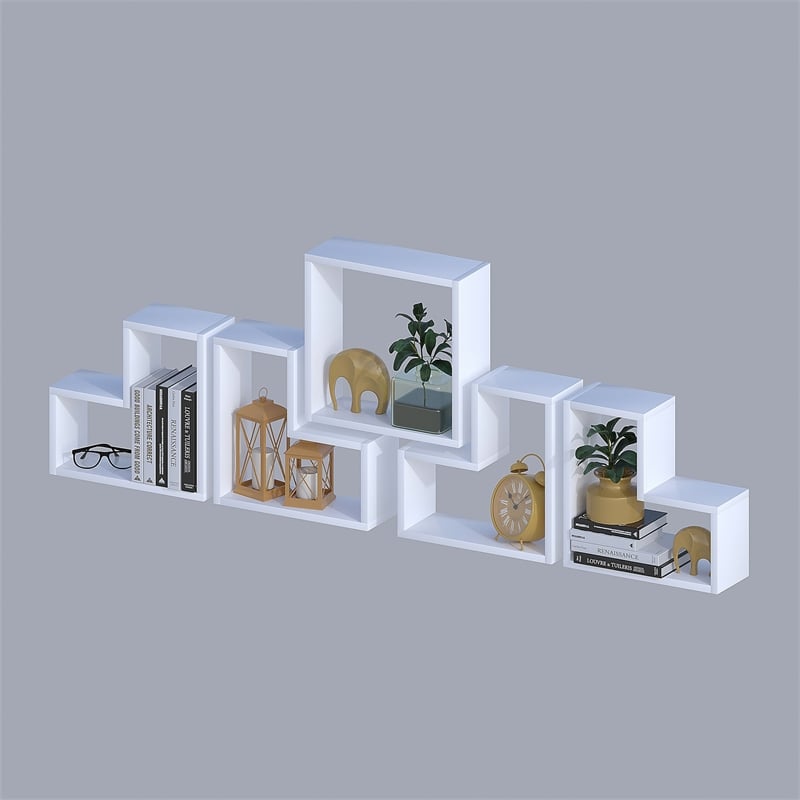 Pemberly Row White Wall Shelf with Sturdy Melamine Build