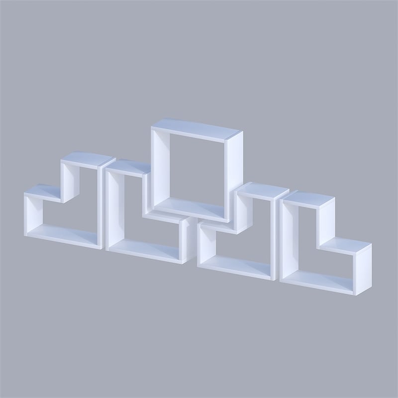 Pemberly Row White Wall Shelf with Sturdy Melamine Build