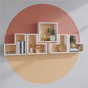 Pemberly Row White Wall Shelf with Sturdy Melamine Build