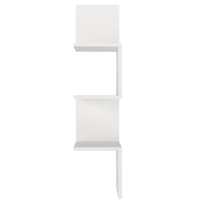 Pemberly Row Corner Wall Shelf in White Melamine-Coated Particle Board