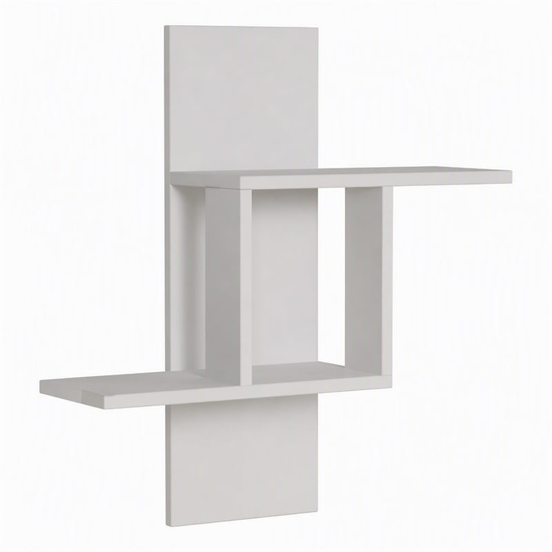 Pemberly Row Mill Wall Shelf in White Melamine-Coated Particle Board