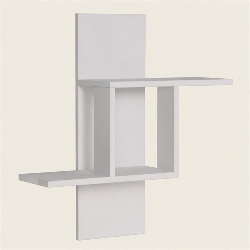 Pemberly Row Mill Wall Shelf in White Melamine-Coated Particle Board