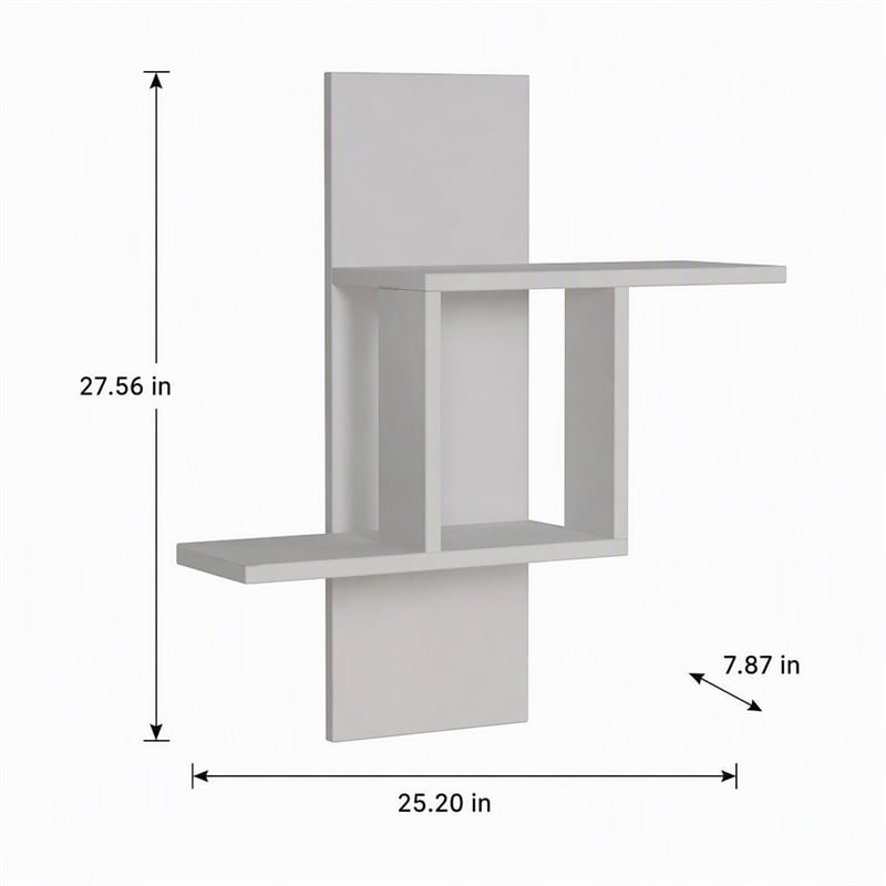 Pemberly Row Mill Wall Shelf in White Melamine-Coated Particle Board