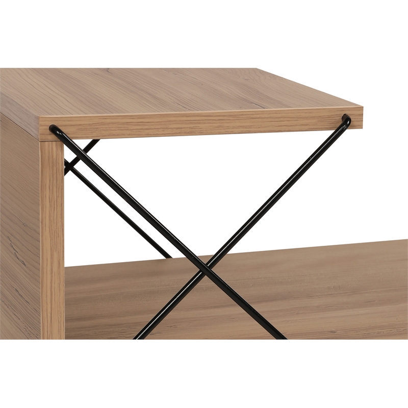 Pemberly Row Cross Nightstand in Pine-Finished Particle Board