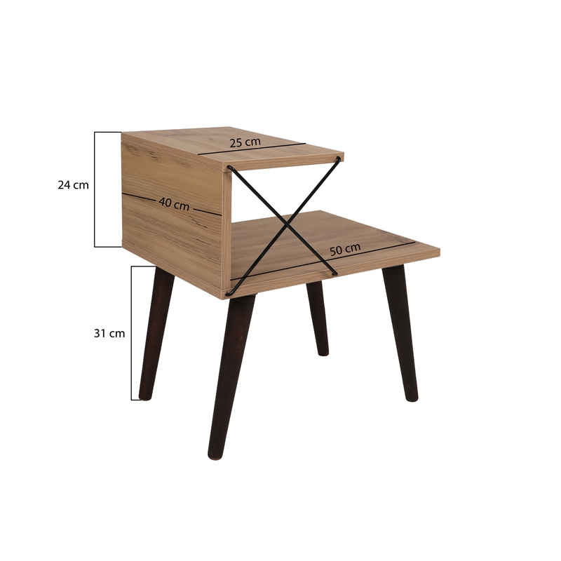 Pemberly Row Cross Nightstand in Pine-Finished Particle Board