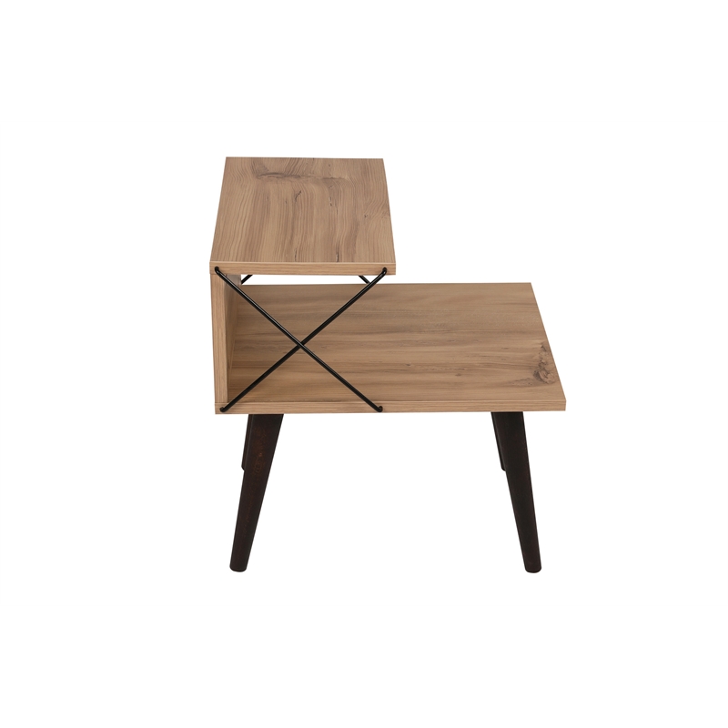 Pemberly Row Cross Nightstand in Pine-Finished Particle Board