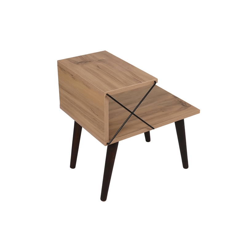 Pemberly Row Cross Nightstand in Pine-Finished Particle Board