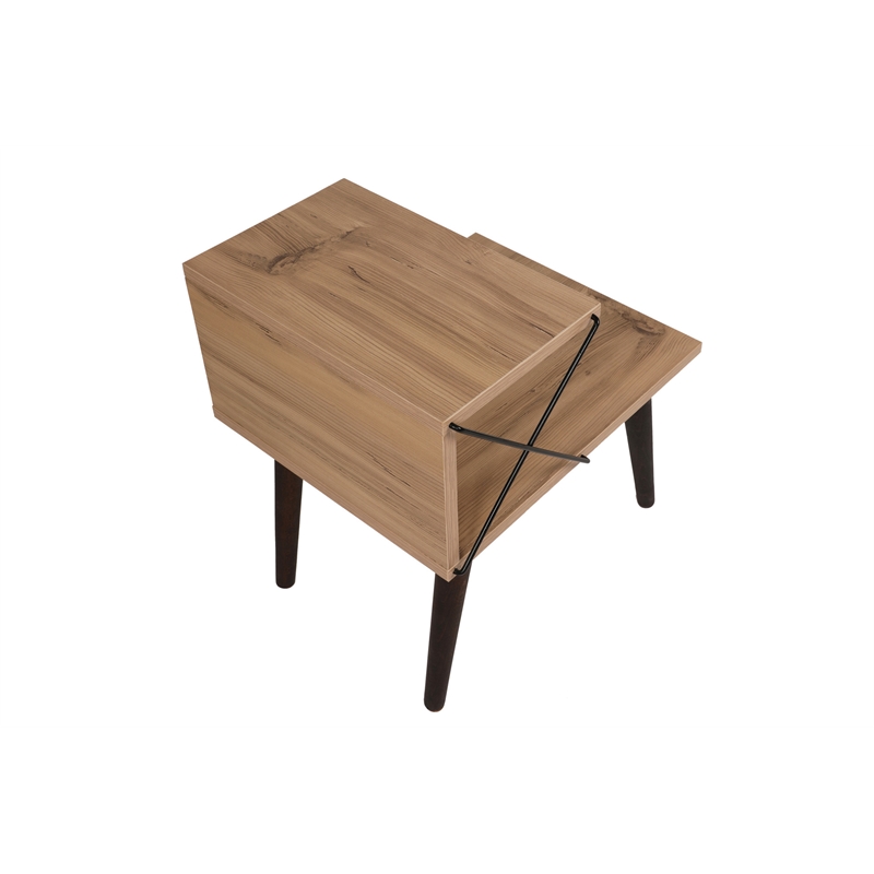 Pemberly Row Cross Nightstand in Pine-Finished Particle Board