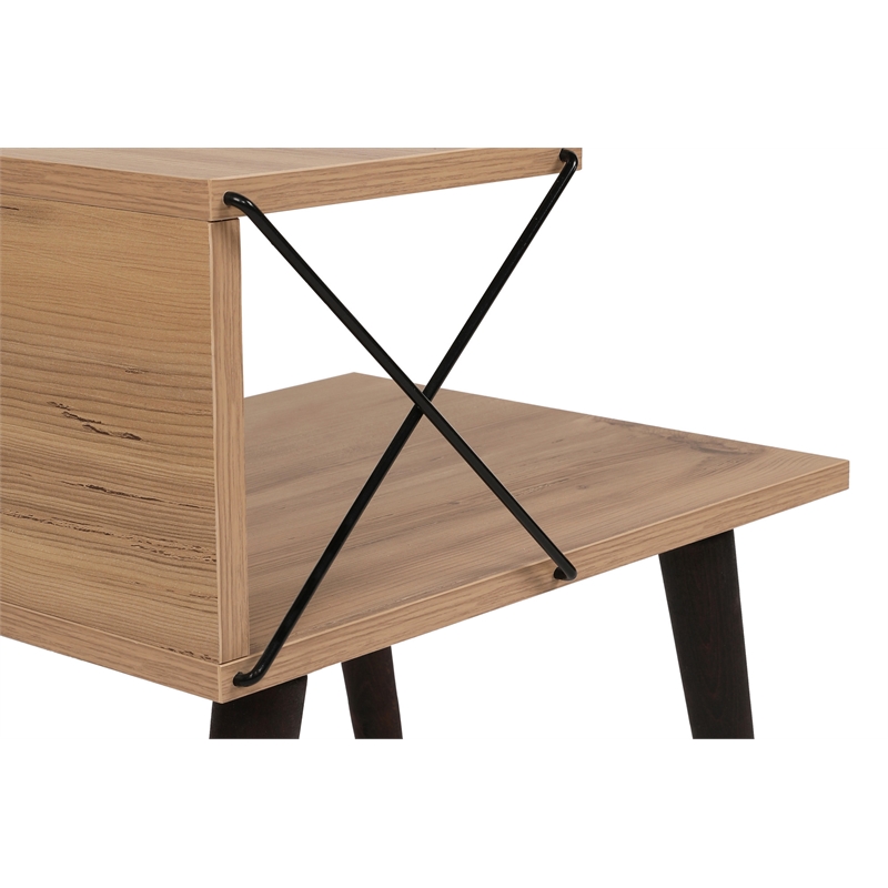 Pemberly Row Cross Nightstand in Pine-Finished Particle Board