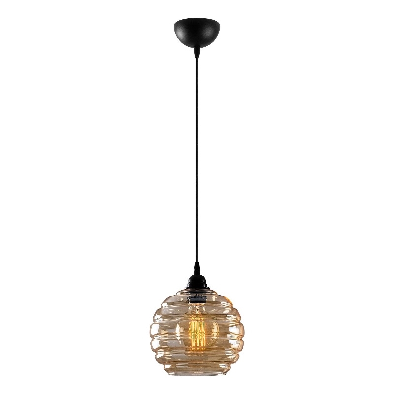 Pemberly Row Gold and Black Chandelier in Metal with Glass Cap