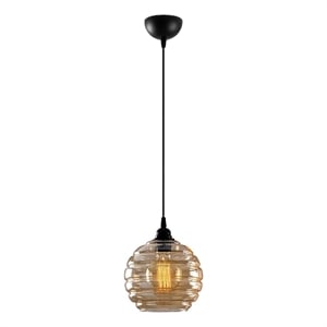 Pemberly Row Gold and Black Chandelier in Metal with Glass Cap