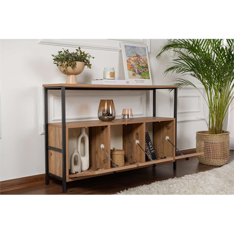 Pemberly Row Industrial Console in Atlantic Pine and Black