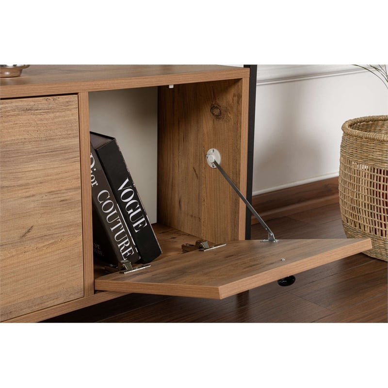 Pemberly Row Industrial Console in Atlantic Pine and Black
