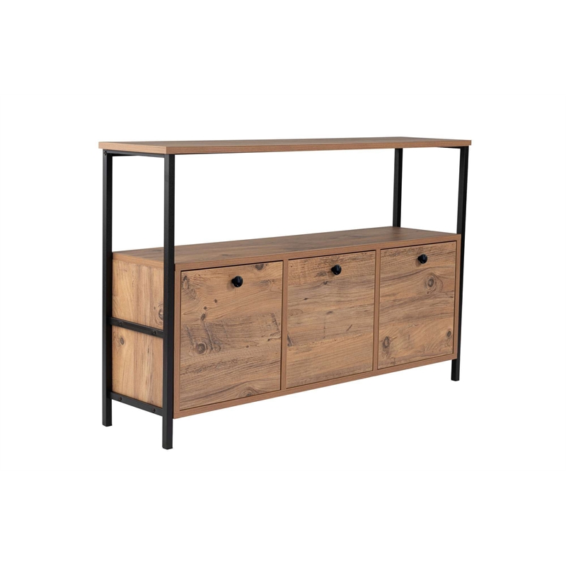 Pemberly Row Industrial Console in Atlantic Pine and Black