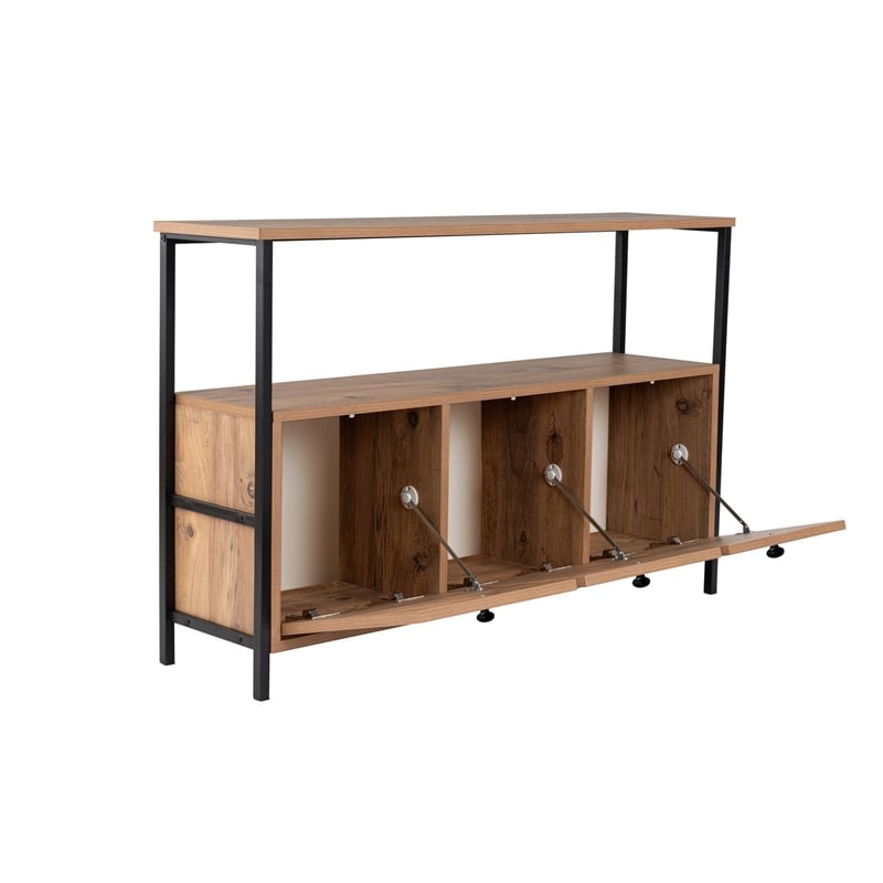 Pemberly Row Industrial Console in Atlantic Pine and Black