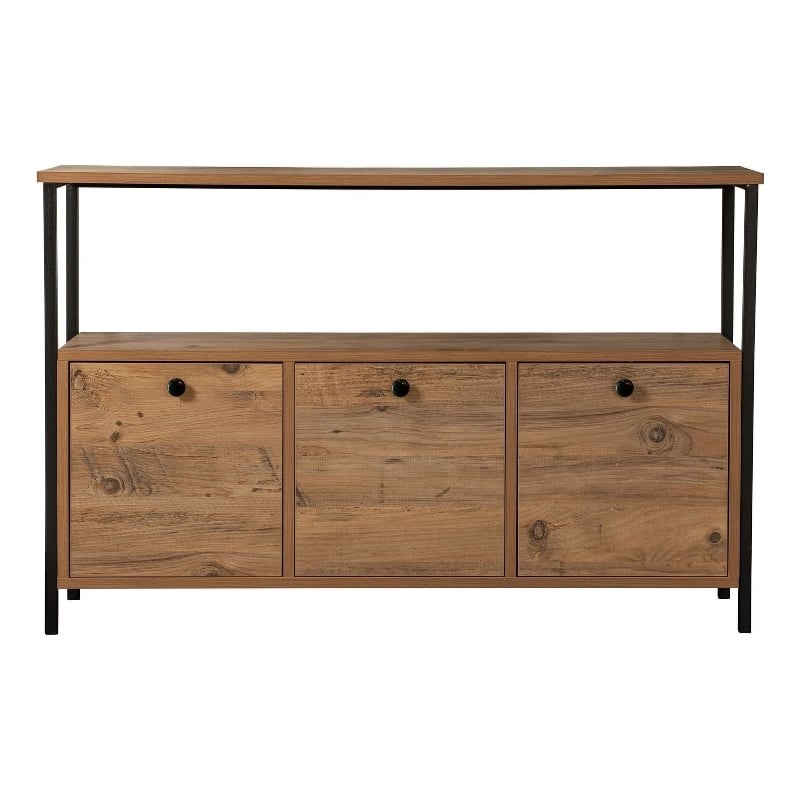 Pemberly Row Industrial Console in Atlantic Pine and Black