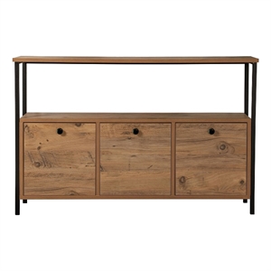 Pemberly Row Industrial Console in Atlantic Pine and Black