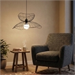 Pemberly Row Industrial Adjustable Height Chandelier in Black