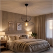 Pemberly Row Industrial Adjustable Height Chandelier in Black