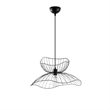 Pemberly Row Industrial Adjustable Height Chandelier in Black
