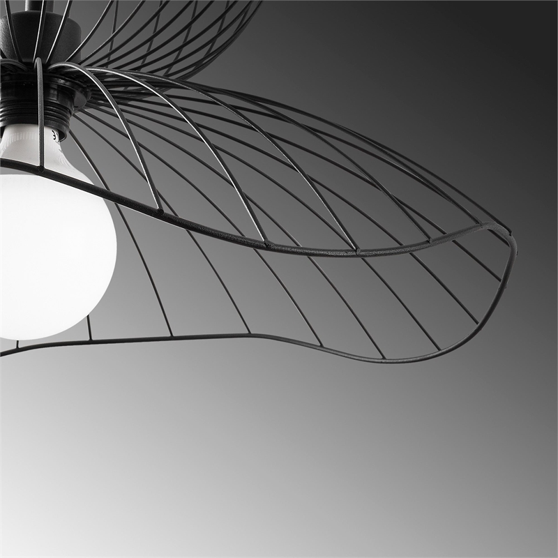 Pemberly Row Industrial Adjustable Height Chandelier in Black