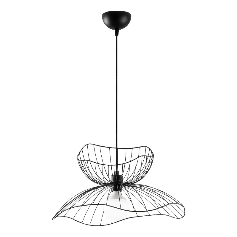 Pemberly Row Industrial Adjustable Height Chandelier in Black