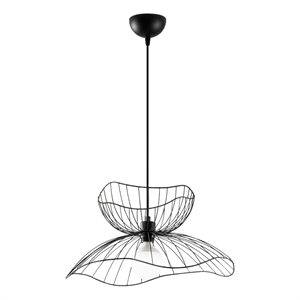 Pemberly Row Industrial Adjustable Height Chandelier in Black