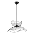 Pemberly Row Industrial Adjustable Height Chandelier in Black