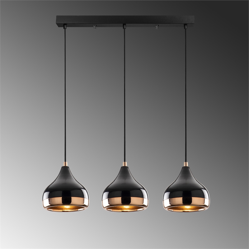 Pemberly Row Modern Black and Copper Chandelier with Adjustable Height