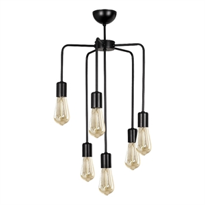 Pemberly Row Industrial 6-Light Black Chandelier with Iron Body