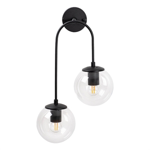 Pemberly Row Wall Lamp in Black with Metal Body & Glass Accents