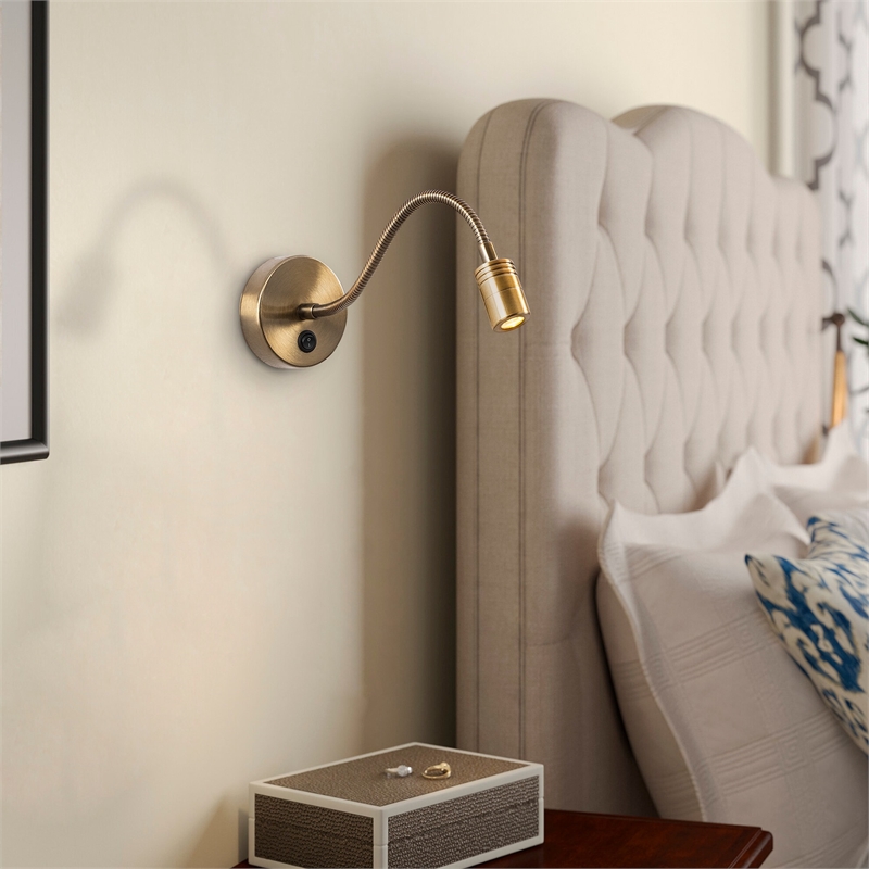 Pemberly Row Adjustable Brass Wall Lamp with Metal Body