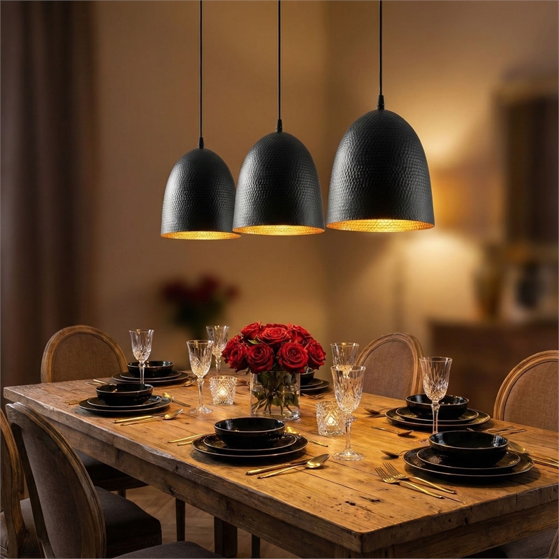 Pemberly Row Tattoo Black Chandelier with Metal Body